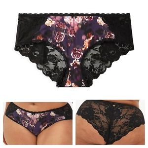 Torrid 4 Hipster Panty Second Skin Lattice Back Lace Floral Roses 26